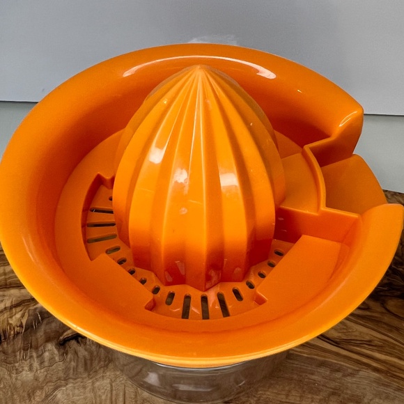 Vintage Mid Century Gemco Citrus Juicer Orange Lid Glass Jar Lemon Orange - Picture 3 of 12